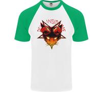 Diavolo Inside Me Satanico Gatto Demone Evil DA UOMO S/S Baseball T-Shirt