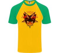 Diavolo Inside Me Satanico Gatto Demone Evil DA UOMO S/S Baseball T-Shirt