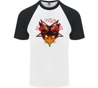 Diavolo Inside Me Satanico Gatto Demone Evil DA UOMO S/S Baseball T-Shirt