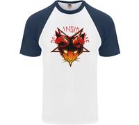 Diavolo Inside Me Satanico Gatto Demone Evil DA UOMO S/S Baseball T-Shirt