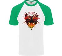 Diavolo Inside Me Satanico Gatto Demone Evil DA UOMO S/S Baseball T-Shirt