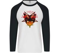 Diavolo Inside Me Satanico Gatto Demone Evil Uomo L/S Baseball T-Shirt