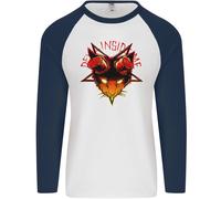 Diavolo Inside Me Satanico Gatto Demone Evil Uomo L/S Baseball T-Shirt