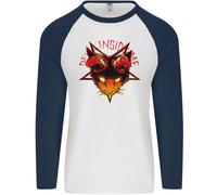 Diavolo Inside Me Satanico Gatto Demone Evil Uomo L/S Baseball T-Shirt