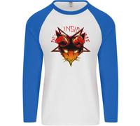 Diavolo Inside Me Satanico Gatto Demone Evil Uomo L/S Baseball T-Shirt