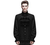 Diavolo Moda Camicia da Uomo Top Nero Gotico Steampunk Vittoriano Regency