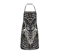Diavolo Nero Satana Corna di Capra Pentagramma Magico Rituale Grembiuli con Tasche per Donna Uomo Bavaglino Impermeabile Regolabile per Cucina Barbecue Grembiule da Cuoco