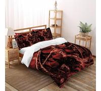 Diavolo Set Copripiumino 3 Pezzi Con Stampa 3D demonio inferno Incluso Copripiumino Con 2 Federe in Microfibra Morbida E Leggera Super King（260x220cm）