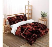 Diavolo Set Di Biancheria Da Letto 3 Pezzi Con Stampa 3D demonio inferno Copripiumino Con 2 Federe in Microfibra Morbida E Leggera King（220x240cm）