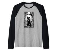 Diavolo Tarocchi Carta Arcana XV Gatto Satanico Arcani Maggiori Divertente Maglia con Maniche Raglan