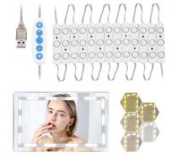 Dibaful Lampada da trucco per specchio, per tavolo da toeletta, 5 colori, 5 livelli di luminosità, luce a LED, specchio per il trucco, con cavo di alimentazione USB