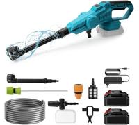 Dibaful Rondella ad alta pressione a batteria con 2 batterie da 3000 mAh, max. 120 bar, portatile, senza spazzole, pistola ad alta pressione con spruzzatore multifunzione 6 in 1, ugello per auto