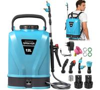 Dibaful Spruzzatore a pressione a batteria, 12 l, elettrico con 12 V, 2000 mAh, 2 batterie regolabili, 0-45 PSI, compatibile con batteria da 12 V, spruzzatore a pressione con 5 ugelli per siringhe da