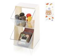 DIBALIYI 1PCS Porta Cialde Caffe, Transparent Plastique Portas Tisane Bustine, Contenitore per Tè con Adesivo, Portan Bustine Da te a 2 Cassetti, Tè in Bustina, Cialde Caffè (1PCS Bianco)