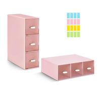 DIBALIYI 2PCS Porta Cialde Caffe, Couvercle Transparent Plastique Porta Tisane Bustine da te a 3 Cassetti, Accès Facile Contenitore per Tè, Porta Bustine, Tè in Bustina, Cialde Caffè (2PCS Rosa)