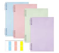 DIBALIYI 4 Pezzi A5 Quaderni Spiralati, Quaderni a Righe con 60 Segna Pagine Adesivi, Blocco Note per Viaggi Memos Ufficio Scuola, 160 Pagine/80 Fogli