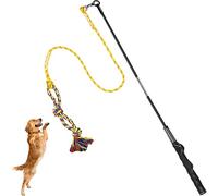 DIBBATU Flirt Pole per cani, giocattoli interattivi per cani per cani di taglia grande, media e piccola, inseguimento e tiro alla fune, bacchetta giocattolo da masticare per cani, per esercizi e