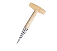 Dibbler manuale in acciaio inossidabile con manico in legno da giardino perforatore per fori da giardino strumento per piantare semina scrofa