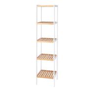 dibea Regal mit 5 Ablagefächern Standregal Turmregal 33x33x146 cm Verschiedene Farben Scaffale, Legno, Naturale/Bianco, Taglia Unica