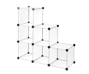 Dibea - Scaffale a innesto in plastica, scarpiera, armadio modulare, 6 scomparti, per Vestiario, Trasparente