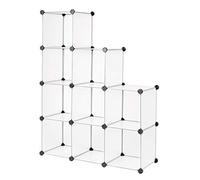 Dibea - Scarpiera modulare in plastica, con 9 Scomparti, 30 x 30 cm, Trasparente