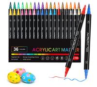 Diboniur 36 Colori Pennarelli Acrilici, Doppia Punta Brush Pen Punta Fine e Punt