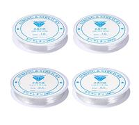 Diboniur 4 Pezzi Filo Elastico per Braccialetti Trasparente, 0.5 mm 1 mm Filo Perline per Collane Cordoncino Resistente per Bracciali, Collane, Creazione di Gioielli fai-da-te