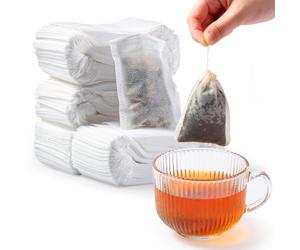 Diboniur 400 Pezzi Bustine Te Vuote in Tessuto Non Tessuto, Infusore per Tisane Usa e Getta, Filtro Te Infusione con Coulisse per Tè, Tè ai Fiori, Caffè, Spezie (7×9cm)
