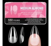Diboniur 550 Pezzi Tip in Gel Unghie, 11 Taglie Tip Unghie Ricostruzione, Unghie Finte Copertura Completa, Gel Tips Unghie Mandorla per Salone Manicure, Nail Art Principiante, Medium Almond