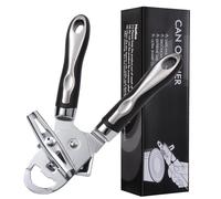 Diboniur Apriscatole Manuale, 3 in 1 Apriscatole Professionale in Acciaio Inossidabile, Apri Barattoli senza sforzo, Bordo Liscio (Nero)