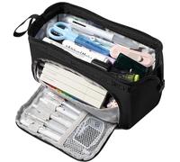 Diboniur Astuccio Scuola, Astucci Portamatite Grande, Astuccio Scuola Media, Astuccio Matite 3 Scomparti Bambina Ragazzo, Astuccio Aesthetic Organizzatore Cancelleria (Nero)