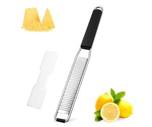 Diboniur Grattugia Formaggio, Grattugia Manuale per Limone Scorza Parmigiano Agrumi Zenzero Cioccolato, in Acciaio Inox, con Coperchio Protettivo e Spazzola per la Pulizia