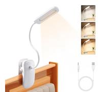 Diboniur Lampada da Scrivania con Morsetto, Lampada da Lettura a LED Ricaricabile, Lampada con Pinza per Bambini Flessibile a 360°, 3 Colori e Dimmerabile Regolabile per Studio e Lavoro