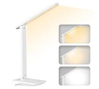 Diboniur Lampada da Scrivania LED, Senza Fili e 1800mAh, 3 Modalità Temperatura & Luminosità Regolabili 15 al 100%, Pieghevole, Tocca Controllo, Luce Tavolo per Gli Occhi, per Comodino Ufficio, Bianco