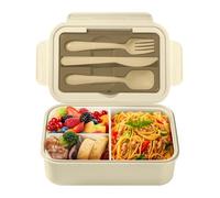 Diboniur Lunch Box 1400 ml con 3 Scomparti e Posate, Khaki