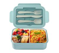 Diboniur Lunch Box, Porta Pranzo 1400 ml con Posate e 3 Scomparti, Blu | Con chi