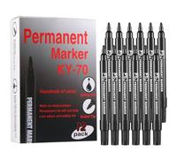 Diboniur Pennarello Indelebile Nero 12 Pezzi, Pennarelli Indelebili Linea di penna da 1-3 mm - impermeabile, ad asciugatura rapida - per Plastica, Legno, Pietra, Metallo, Vetro
