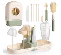 Diboniur Set Scovolino Biberon in Silicone 7 in 1 | Spazzole per biberon, tettarella e cannuccia, portaspazzole, scolapiatti, dispenser e custodia, per casa e viaggio