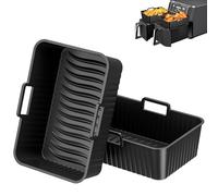 Diboniur Teglia per Friggitrice Ad Aria per COSORI Doppio Cestello, 2 Pezzi Silicone Contenitori per Friggitrice ad Aria, Accessori per Air Fryer Riutilizzabili (Nero)
