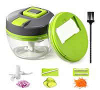 Diboniur Tritatutto Manuale 520 ml, 3 in 1 Multifunzione Trita Verdure Taglia Cipolla, Frullo il tuo Tritatutto Manuale, Mini Tritatutto per Cipolla, Aglio, Ketchup (Verde)