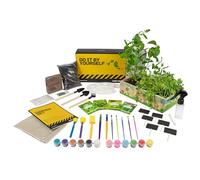 DIBYS Kit di Coltivazione | Set Completo per il Giardinaggio con Semi di Erbe Aromatiche, Attrezzi in Legno, Terra, Colori e Scatola da Decorare | Idea Regalo | Kit Giardino
