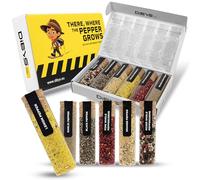 DIBYS Pepe Set Misto | 6 Raffinate Variazioni di Pepe in Provette con Ricette Incluse | Mix di Pepe Eccitante e Variato | Confezione Spezie Regalo per Chef e Cuochi Appassionati | Cucina
