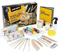 DIBYS Kit Ceramica Fai Da Te per Bambini e Adulti | Kit Argilla Senza Cottura Bianca, Strumenti per Modellare, Colori e Pennelli | Set di Arti | Regalo Creativo | Pottery Kit Air Dry Clay