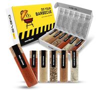 DIBYS Set Regalo di Spezie da Barbecue per Uomini & Donne | 6 Preziose Spezie BBQ per Carne, Pesce & Verdure alla Griglia con Ricette Incluse | Spezie per Bistecca, BBQ Affumicato & Altro