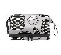 Dice and Stacks of Chips - Trousse a doppio strato, per donne e ragazze, trousse da viaggio per trucchi, pratica borsa organizer con scomparto per pennelli, Multi, 27x15x14 cm/10.6x5.9x5.5 in, Beauty