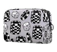 Dice and Stacks of Chips Trousse per cosmetici, da donna, borsa da viaggio per articoli da toeletta grande, pratica borsa organizer con cerniera, Multi, 18.5x7.5x13cm/7.3x3x5.1in, Beauty case