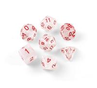 Dice DND, set di 7 dadi poliedrici, per MTG Dungeons & Dragons RPG MTG DND D&D D20 D12 D10 D8 D6 D4 (bianco con pois rossi)