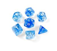 Dice DND, set di 7 dadi poliedrici, per MTG Dungeons & Dragons RPG MTG DND D&D D20 D12 D10 D8 D6 D4 (blu-bianco)