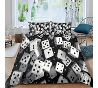 Dice game funSet Di Copripiumino morbida 3 pezzi motivo 3D con cerniera Modern gaming design copripiumino con federa soffice ultra morbido e traspirante for bambini adulti ragazzi Single（135x200cm）