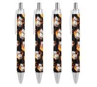 Dice in Flames - Penna a sfera retrattile, punta fine da 0,5 mm, ad asciugatura rapida, scrittura liscia, 4 pezzi come da immagine 3